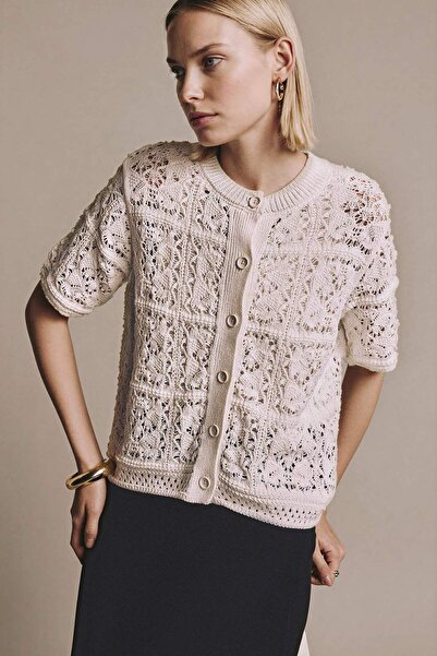 DeFacto Κανονική Εφαρμογή δαντελωτή πλέξη Πλεκτή Ζακέτα H0871AX26SP