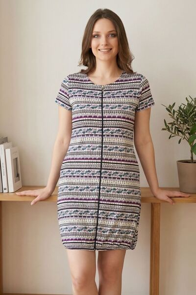 ROMEO LİFE Γυναικείο φόρεμα με φερμουάρ από βαμβακερό ύφασμα 7282