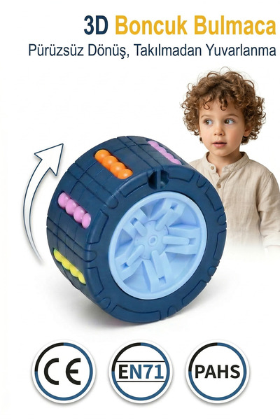 BBSKY 3D Silindir Küp Oyuncak, Dönen Stres Küpü, Boncuk Bulmaca, Zeka Oyunu, ...