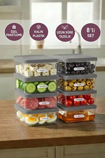 SELKA HOME 8 Pieces 0.5 Lt. Nora Organizer Refrigerator Freezer Organizer Sto...