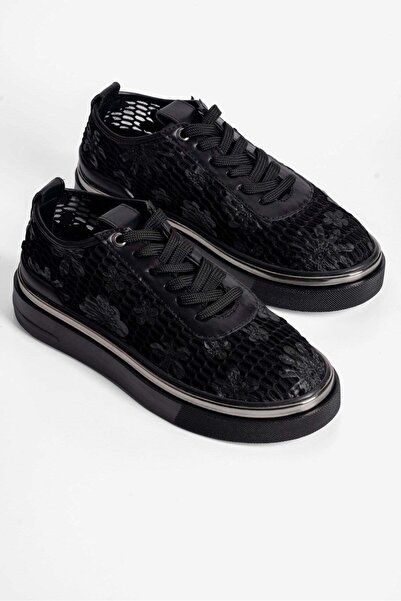 Mubiano Γυναικείο sneaker με κεντημένα λουλούδια και διχτυωτή λεπτομέρεια, Ne...