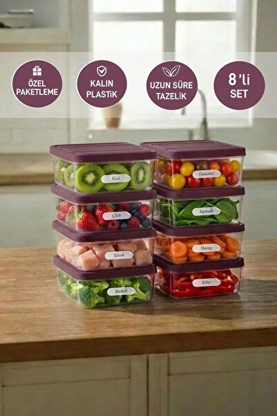 SELKA HOME 8 Pieces 0.5 Lt. Nora Organizer Refrigerator Freezer Organizer Sto...