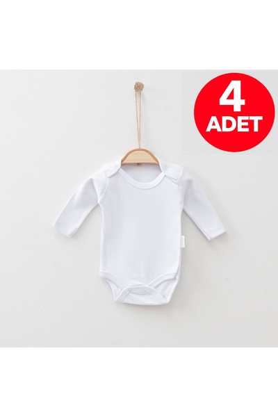 venezia giyim Body Zıbın 100% Cotton Baby 4-Piece Plain Long Sleeve with Snap...