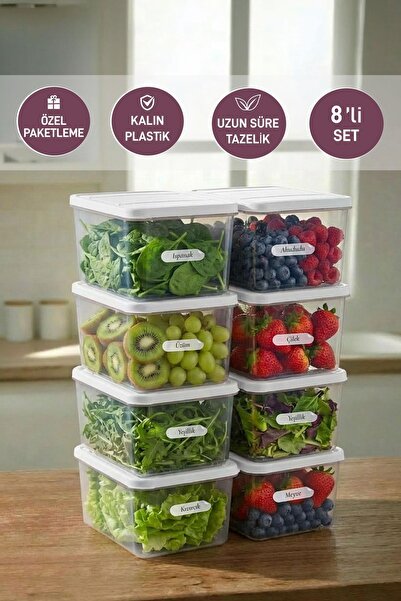 SELKA HOME 8 Pieces Deep 1 Liter Nora Organizer Refrigerator Freezer Organize...