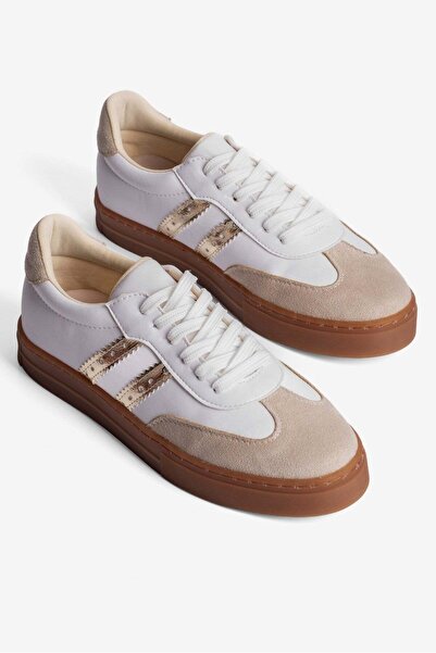 Mubiano Γυναικεία αθλητικά παπούτσια με κορδόνια Leron White