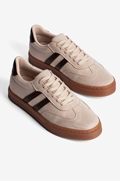 Mubiano Дамски спортни обувки от велур с връзки Leron Beige