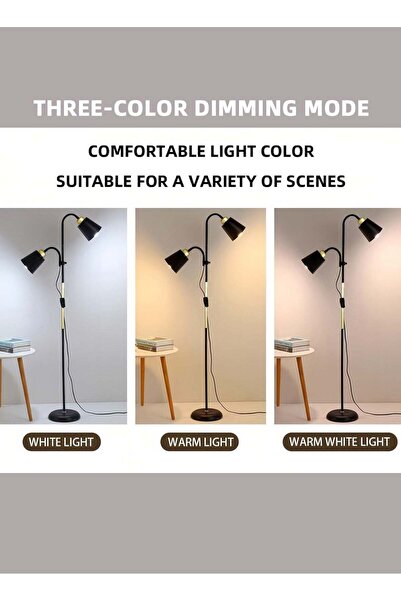 Arabest Modern Nordic Floor Lamp, 12W, Dual Head, 3 Lighting Modes, Adjustabl...