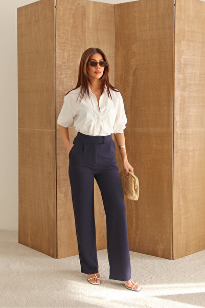 macharel jeans Γυναικείο παντελόνι Palazzo με κλείσιμο με Velcro Lycra