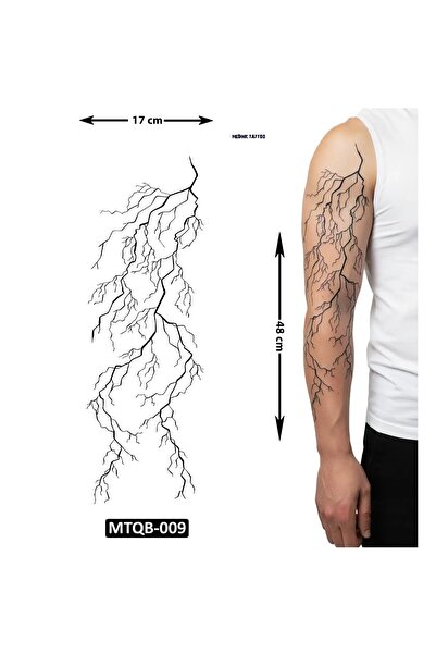 Airbrush Tattoo Şimşek Damar 1 Hafta Kalıcı Tam Kol Bacak Yapıştırma Geçici D...