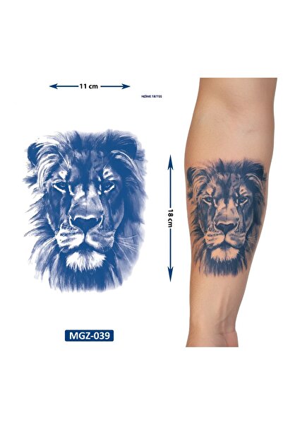Airbrush Tattoo Aslan 18x11 cm Yarı Kalıcı Hayalet Geçici Dövme Yapıştırma Dövme