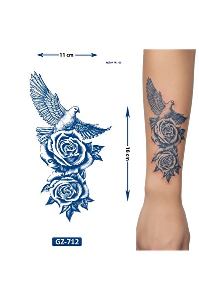Airbrush Tattoo Güvercin 18x11 cm 1 Ay kalıcı Geçici Dövme Yapıştırma Dövme