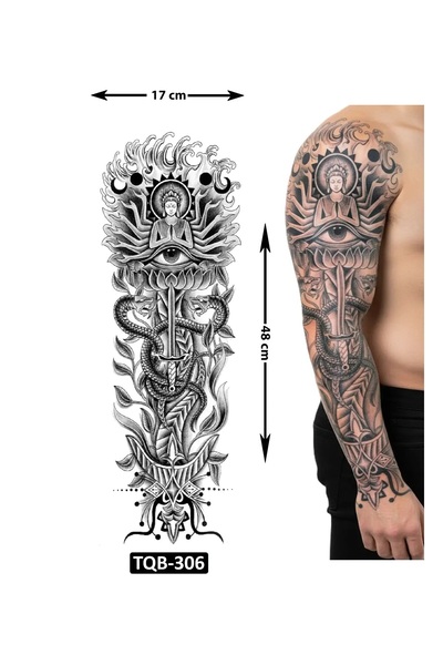 Airbrush Tattoo Yoga 1 Hafta Kalıcı Tam Kol Bacak Yapıştırma Geçici Dövme 46 CM