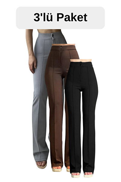 THIFF GYMWEAR Crepe Fabric Lycra Γυναικείο Παντελόνι Palazzo Σετ 3 τεμ