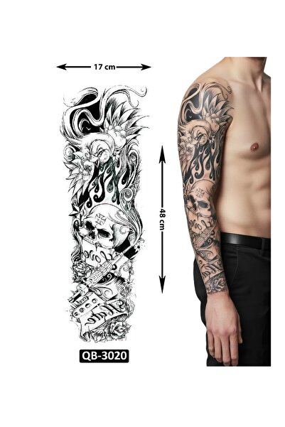 Airbrush Tattoo İskeletor 1 Hafta Kalıcı Tam Kol Kaplama Bacak Yapıştırma Geç...