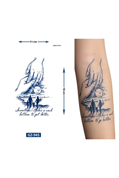 Airbrush Tattoo Aile 18x11 cm 1 Aylık Yarı Kalıcı Yapıştırma Geçici Dövme