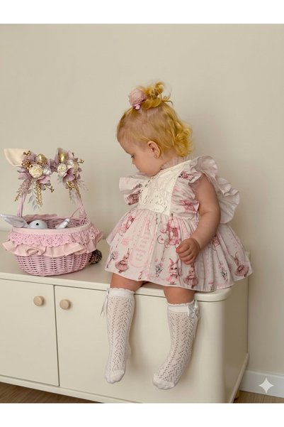 Momercy Baby Girl Pink Queen Romper Dress