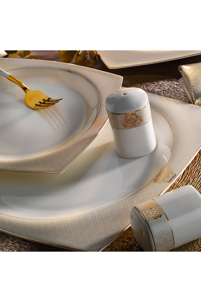 Aryıldız Bone Square Petek 60 Parça 12 Kişilik Yemek Takımı