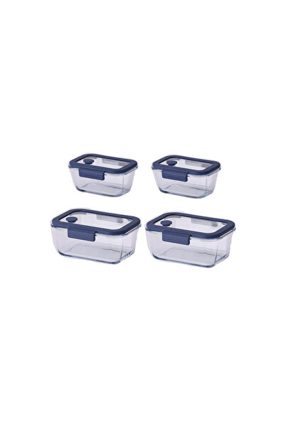 NEOFLAM Fika Glace Mavi Vakumlu 4 Parça Saklama Kabı 460 ML + 800 ml
