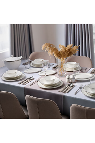 EVALIZA Buckingham Platin 60 Parça 12 Kişilik Yemek Takımı