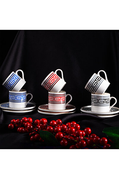 Aryıldız Sacce 12 Kişiik 6 Kişilik Türk Kahve Fincan Takımı 90 ml