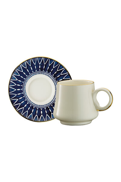 Sandro Moreno 1453 Deep Blue Double Geometrik Gold 6 Kişilik 12 Parça Kahve F...