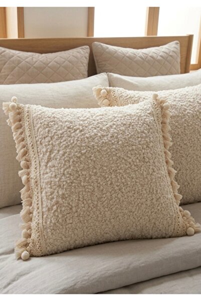 oiphome Husă de pernă decorativă 43x43, design personalizat, cu volane pe lat...