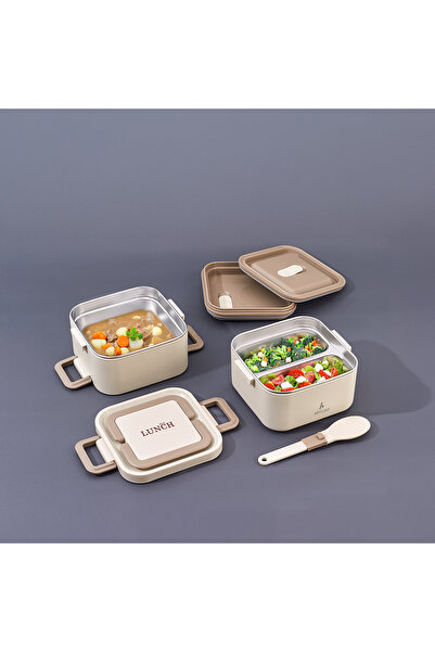 Aryıldız Bento Lunch Box Kare Beige 1400 ml