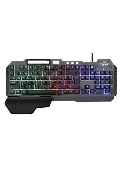 Steep Solid ST-K700 Mekanik Hisli Bilek Destekli Kablolu Rainbow Işıklı Oyunc...