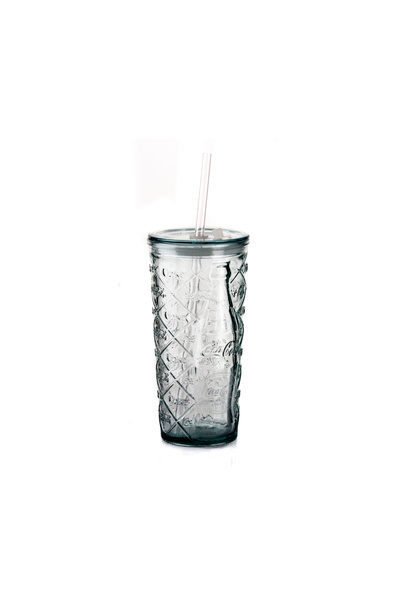 san miguel Coca Cola Glass with Straw 500 cc No:5