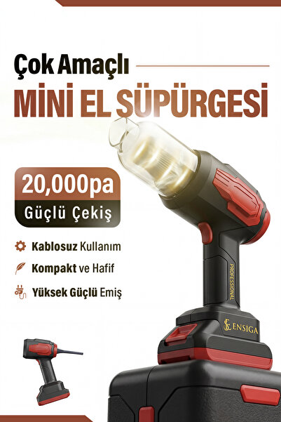 EN SİGA Kablosuz El Tipi Araç Süpürgesi 20000Pa Güçlü Emiş Şarjlı Taşınabilir...