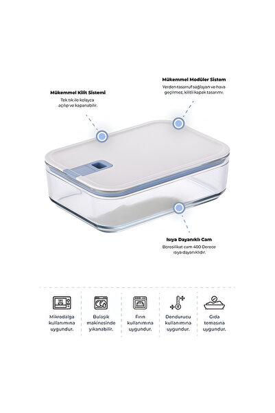 NEOFLAM Perfect Seal 8 Parça Cam Saklama Kabı Bej