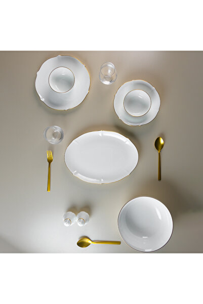 EVALIZA Magnolia Premium Gold 60 Parça 12 Kişilik Yemek Takımı