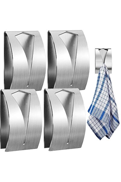 Arabest 4 PCS Self-Adhesive Towel Hooks,Stainless Steel,Non-Drilling Wall Mou...