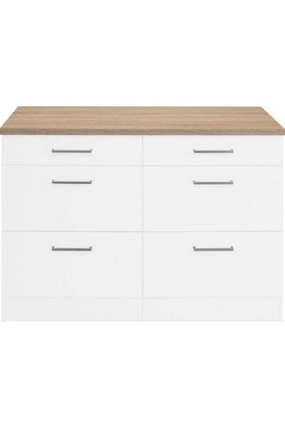 Tdesigno Ares Mutfak 6 Çekmeceli Alt Modül 120 Cm Beyaz Tezgah Dahil