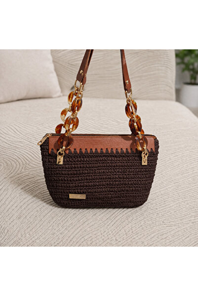 Stelo Forte Hand-Knitted Women's Shoulder Bag Bitter Coffee Color