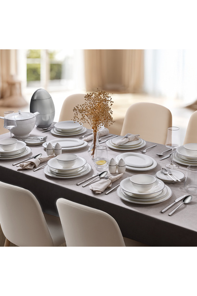 EVALIZA Serenity Platin 85 Parça 12 Kişilik Yemek Takımı