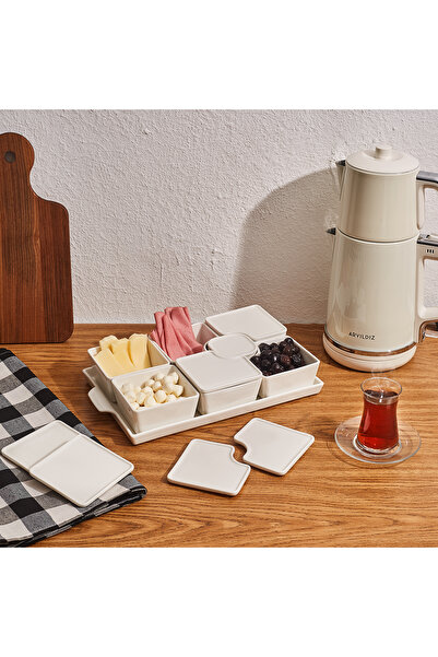 Aryıldız طبق إفطار مستطيل مع 15 صينية