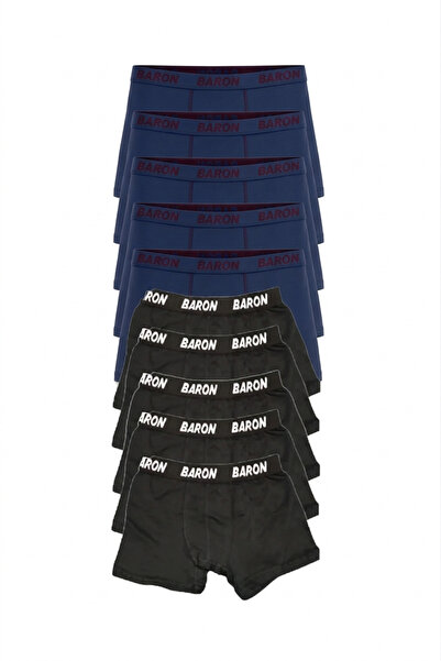 SİERNA 10 Τεμάχια Οικονομικά Σορτς Μπόξερ Λύκρα Ινδιγκο Μπλε-Μαύρο srn-002145