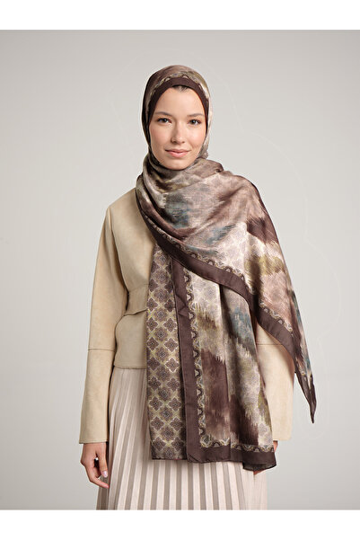 Ayshara Suyolu Με έθνικ μοτίβο Διπλής όψης Σάλι - Ταν Καφέ