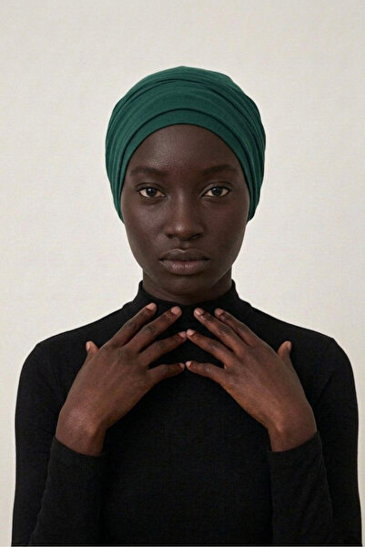 elysianfidan Διπλής στρώσης με επένδυση πράσινου έτοιμου τουρμπάνι Hijab Εξωτ...