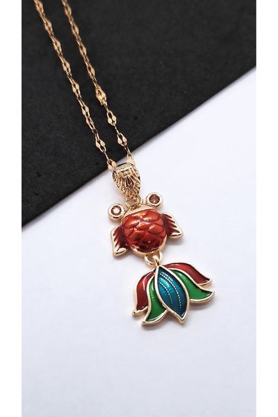Serenity Red Fire Fish Figured Steel Necklace