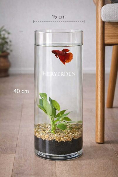Heryerden El Imalati 40 Cm El Işciliği Silindir Vazo 3 Mm Cam Kalınlığında 1....