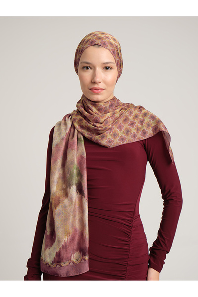 Ayshara Suyolu Με έθνικ μοτίβο Διπλής όψης Σάλι - Σκούρο Ροζ Τριαντάφυλλο