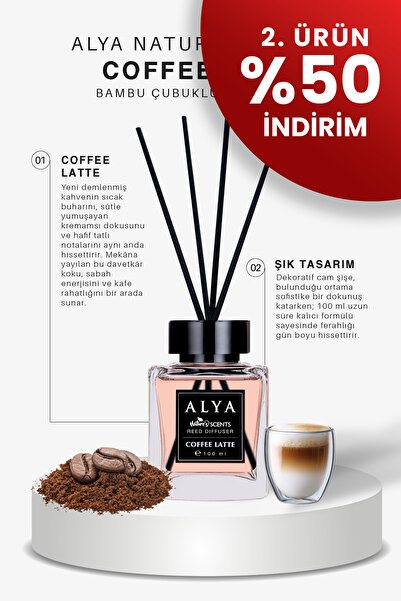 ALYA Nature's Scents Coffee Latte Bambu Çubuklu Oda Kokusu - Latte Kokusu