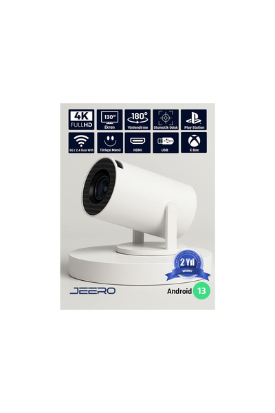 jeero HY300PRO Multimedia Ultra Hd 1080p Android 13 Projeksiyon Cihazı (Türkç...