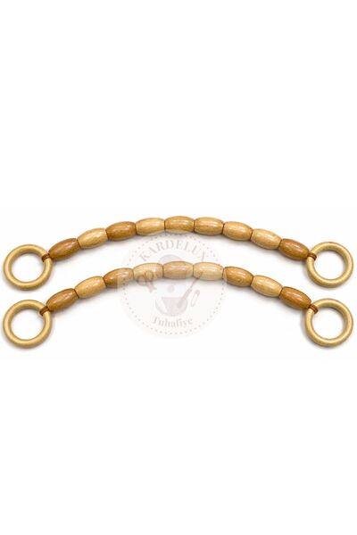 Kardelux Ξύλινη Οβάλ Λαβή Τσάντας με Χάντρες (Ζεύγος) - Λουράκι - Λαβή Τσάντα...