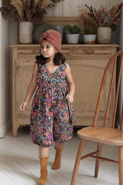 Cigit Ολόσωμη φόρμα με σχέδια από βισκόζη, 2-8 ετών, μαύρη