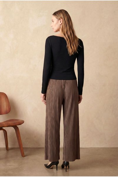 WESTMARK LONDON Siyah Kare Yaka Uzun Kollu Kadın Crop Body CECILIA CROP