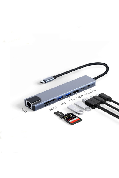 Daytona Cf04 Macbook Uyumlu Type-c™ To 4k Hdmı Usb3 Ethernet 8ın1 Çevirici Ad...