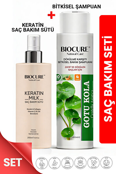 Biocure Saç Bakım Seti 10 Bitki Özlü Bitkisel Şampuan + Keratin Saç Bakım Süt...